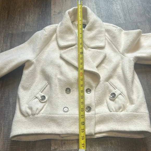 Bebe Women’s Linda Wool Blend Double Breasted Fully Lined Ivory Coat Size M - Picture 8 of 11